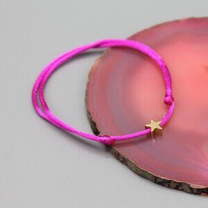 Jewelry star pink gold string bracelet adjustable fashion delicate brand new